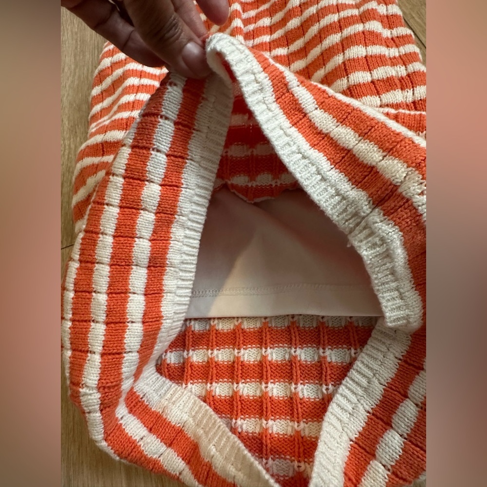 Willow & Wind creamy white /orange knit strapless summer dress  S - Picture 4 of 7